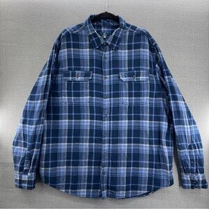 George‎ Men’s Blue Casual Long Sleeve Flannel Button Down Shirt XXL